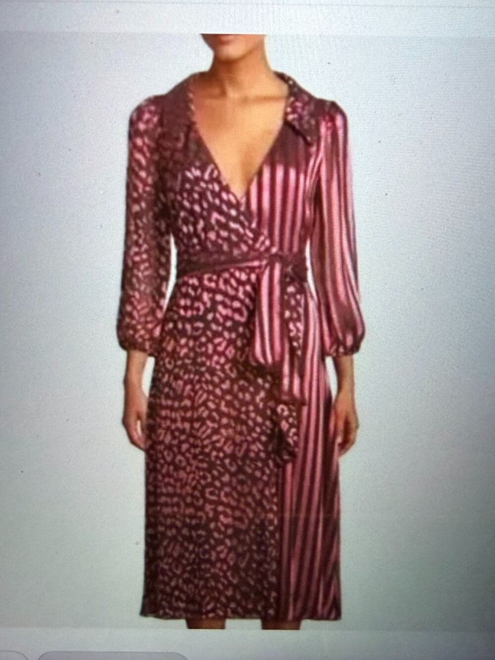 Alice + Olivia Silk Blend Wrap Dress Striped Animal Print Size 12